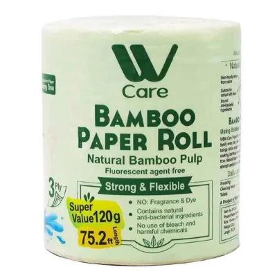 Natural Bamboo Toilet Paper 208 Sheet Per Roll - Pack of 10 | WBM CARE